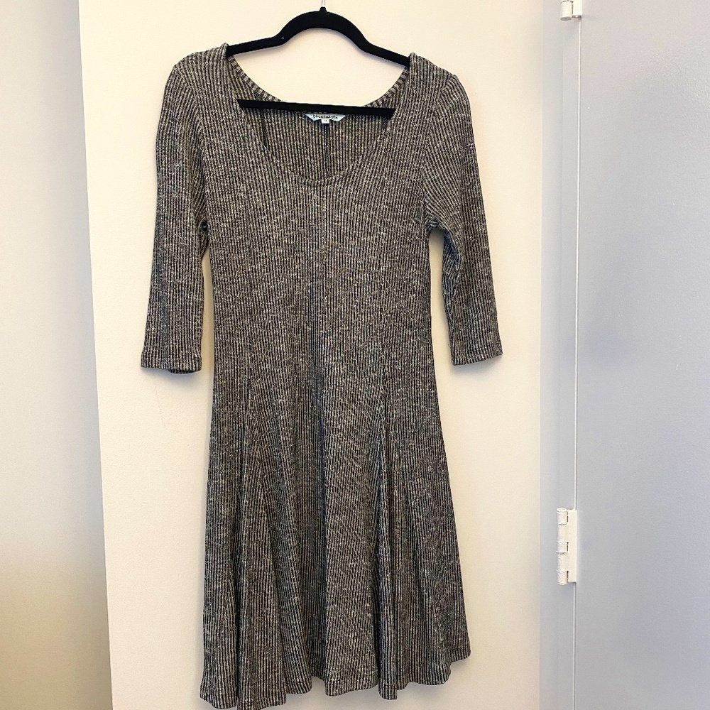 Nostalgia black striped half sleeve dress